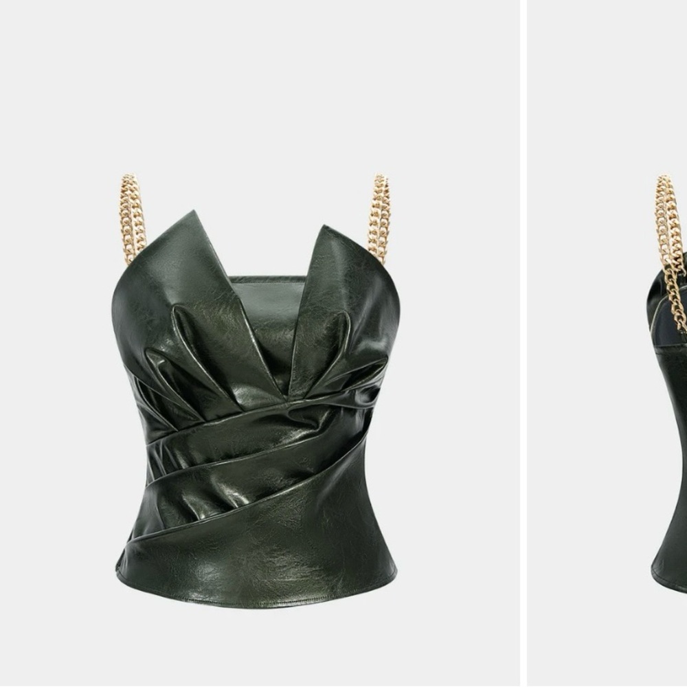 Chic Dark Green Women's Camisole with Chain Straps